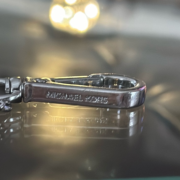 Authentic Vintage Michael Kors Fox Fur Pom Pom Keychain in Gray & Silver - Picture 2 of 13